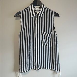 Club Monaco Black and White Striped Shirt